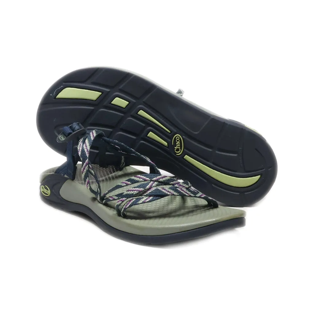 Chaco Flat Sandals Canvas Blue Colour For Women