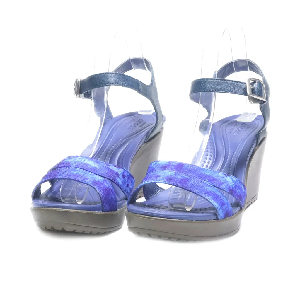 Crocs Wedge Sandals Fabric Blue Colour For Women