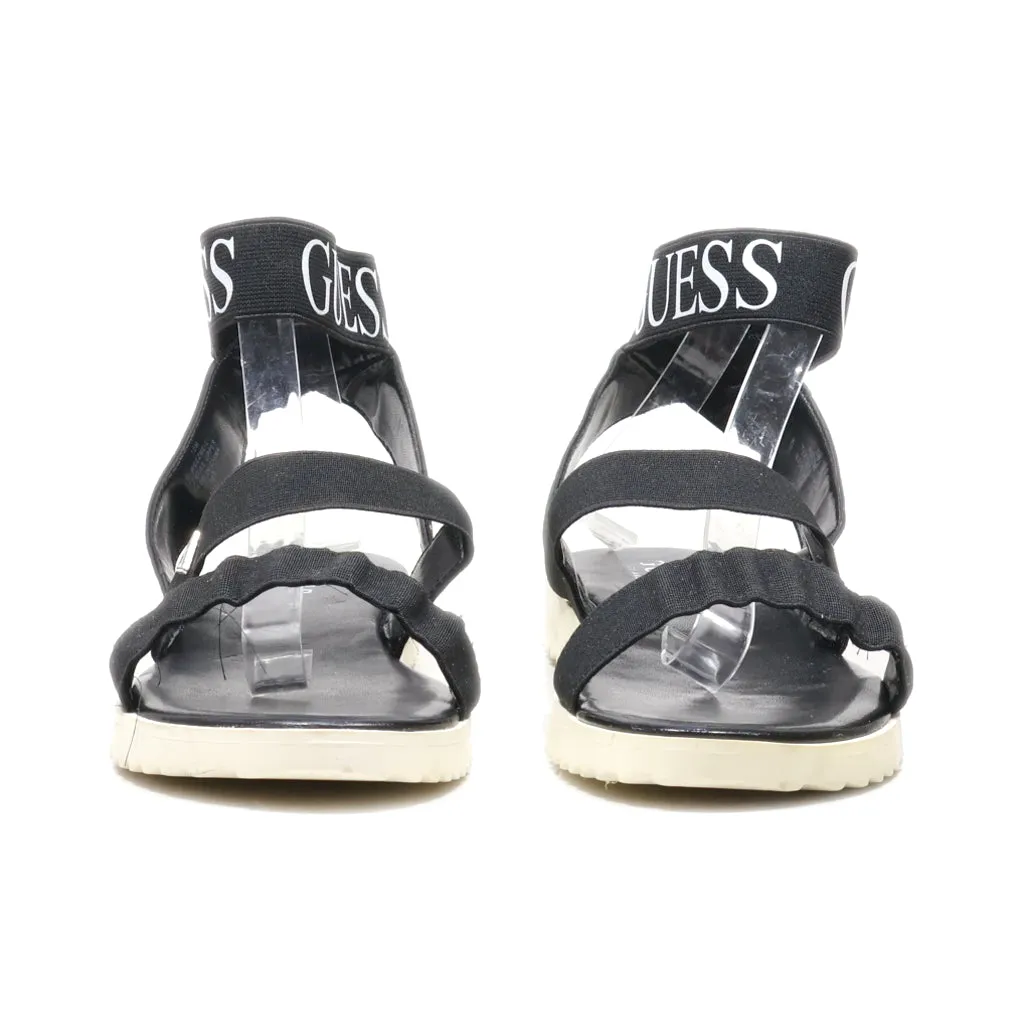 Guess Flat Sandals Fabric Black Colour For Women